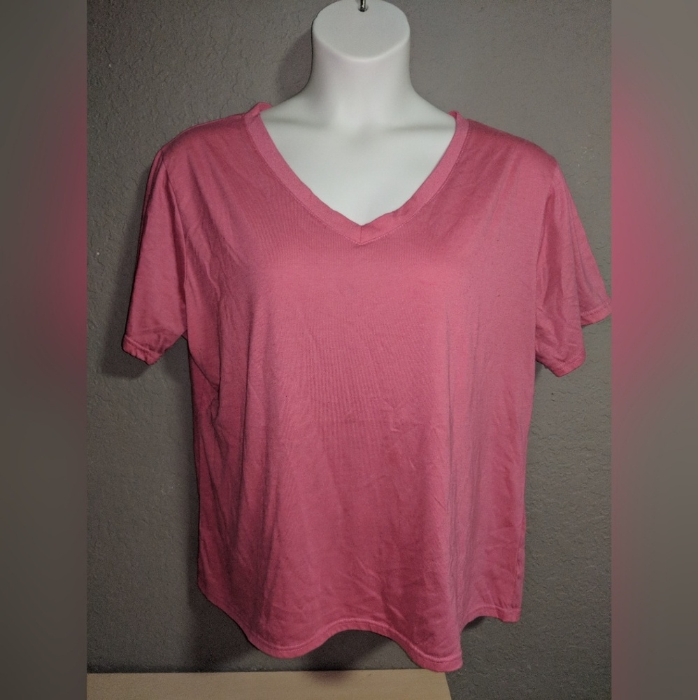 Ashley Stewart Hot Pink Vneck T-shirt